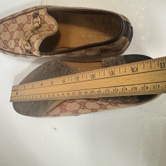 Gucci Jordaan GG Supreme Horsebit Canvas Leather Shoe Loafers Flats Shoes SlipOn - Picture 13 of 16